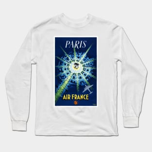 Vintage Travel Poster Air France Paris Long Sleeve T-Shirt